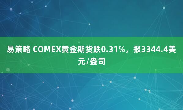 易策略 COMEX黄金期货跌0.31%，报3344.4美元/盎司